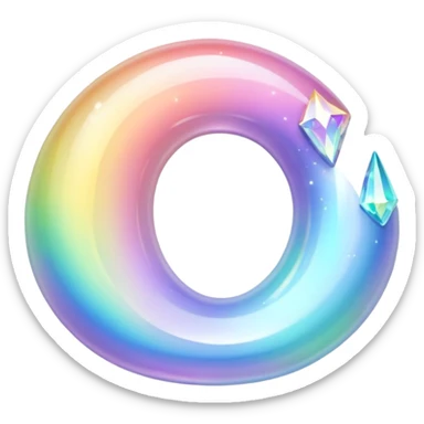 glossy Pastel iridescent rainbow crystal crescent sticker