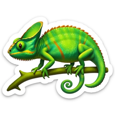 A green chameleon  sticker
