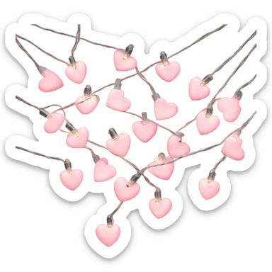 Realistic isolated pink heart shaped christmas string lights sticker