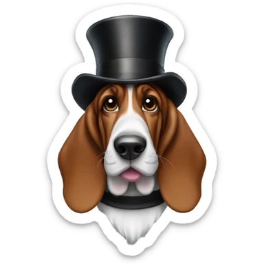 Basset hound with top hat  sticker