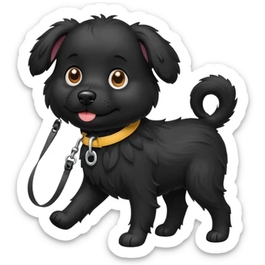 Black dog walking in a leash sticker
