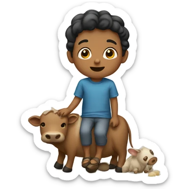 Niño besando una vaca sticker