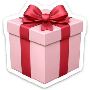 gift box pale pink with red satin bow sticker