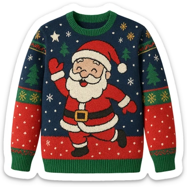 christmas jumper multicolored with Santa Claus playful style sticker