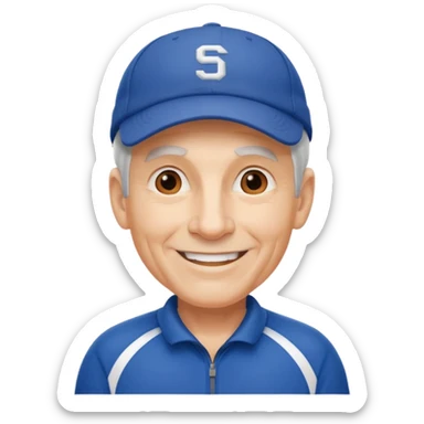émoji d'un coach plutot agé sportif avec une casquette de sport sticker