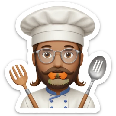 Foggy glasses Pastry chef whith long brown hair and beard sticker
