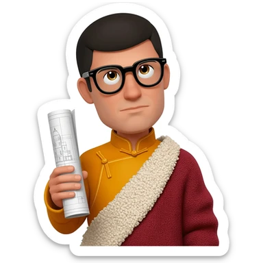 Nerdy sherp wearing glasses and is an architect sticker