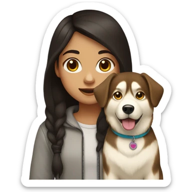 A girl Dark brown  hair next to a light dorée  Husky sticker