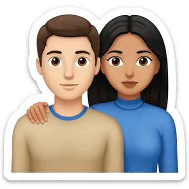 White boyfriend with brown hair and Hispanic girlfriend with black hair sticker