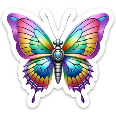 Robotic Iridescent Rainbow Cybernetic Futuristic Cyber Butterfly sticker