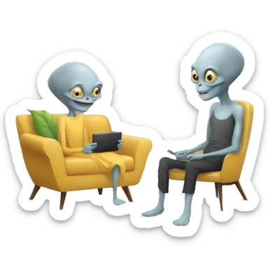 Grey alien and Jim Carrey watching tv  sticker
