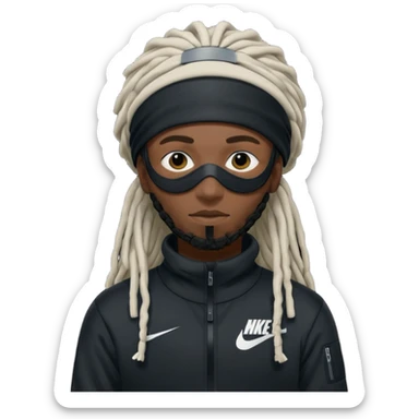 make a black person i nike tech with dreads and ski mask sticker