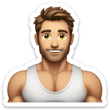 nutritionist, handsome and ripped primal looking man with brown hair sticker
