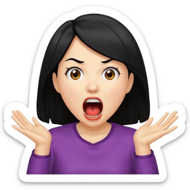 femme cheveux noire peau claire qui crie  sticker