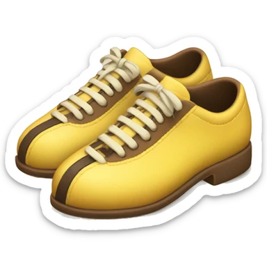 soft yellow bowling shoe with a brown stripe sticker
