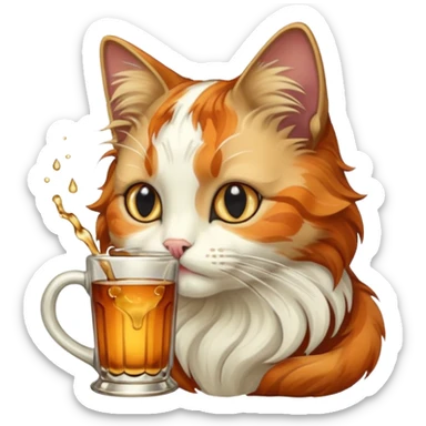 cat drinking mucha sticker