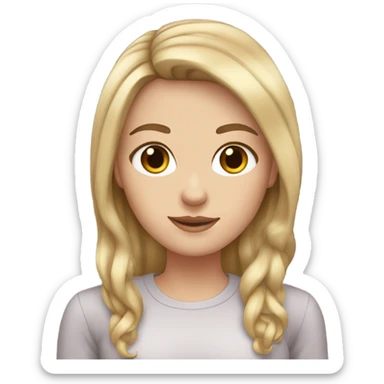 White girl with dark blonde hair with blonde highlights, brown eyes sticker