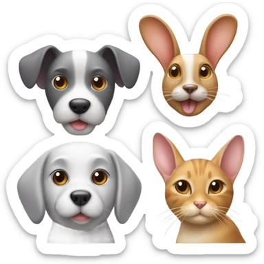 Dog and cat and rabbit and a mouse sticker