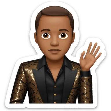 Freddie Jackson, R&B Singer with dark brown hair, black sequin outfit sticker