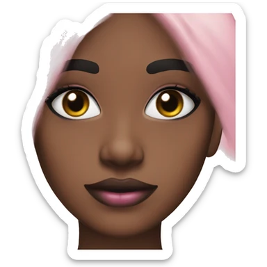 black haired girl with wispy lashes and pink lipgloss sticker