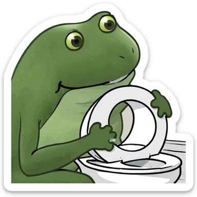 struggling on toilet  sticker