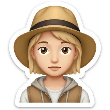 Teen wearing a hat sticker