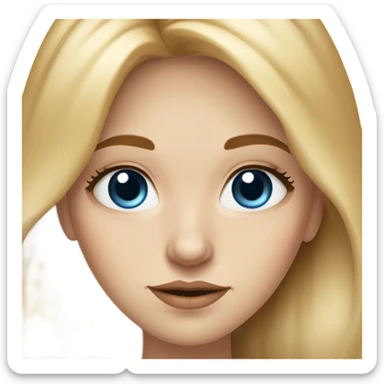 Long blond haired girl with big blue eyes on a small brown mole under her right eye , dark brows and lashes and medium lips and nose  sticker