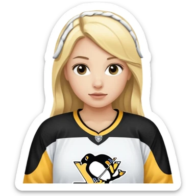 Girl long hair blonde with hockey jersey pittburgh penguins sticker