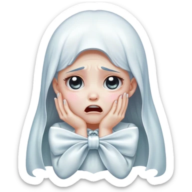 ghost girl wearing a bow and crying  sticker
