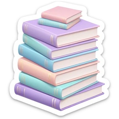 stack of pastel aesthetic books, soft shadows, smooth, gentle sparkle or glow, minimalistic clean girl vibe sticker