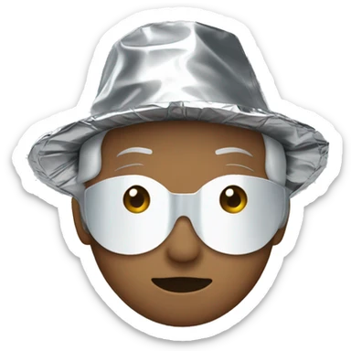 Person wearing a tin foil hat sticker