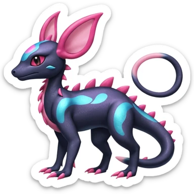 Shiny Nebulae Dusknoir-Salandit-Sylveon-Fakémon-hybrid-creature (full body)  sticker