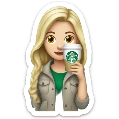 White girl holding Starbucks  sticker