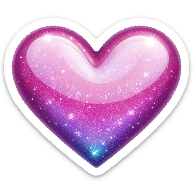 Colorful glitter heart sticker