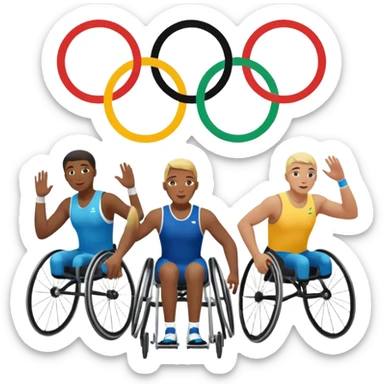 paralympic games with disable athletes with the olympic rings sticker