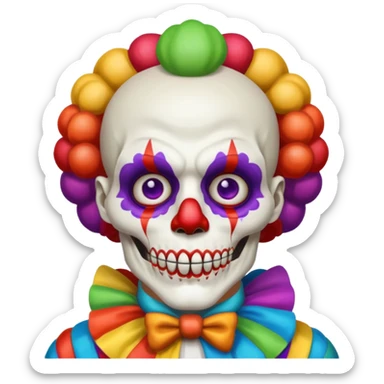 cute skeleton man clown with makeup sticker