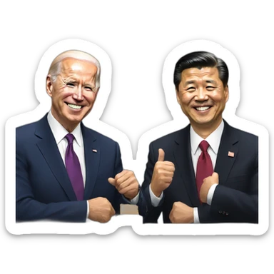 old President Xi and Biden smiling sticker