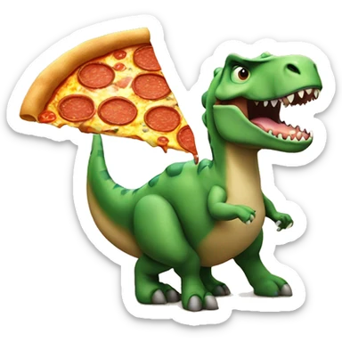 dino is eating a slice of pizza sticker