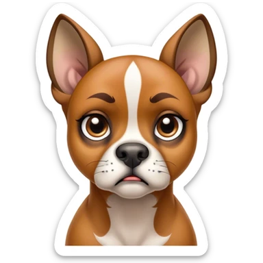 Cinematic Meme-Worthy Grumpy Fawn Boxer Portrait Emoji, Head held high but eyes filled with dramatic disappointment, smooth fawn fur with a furrowed brow forming an unmistakable scowl, floppy ears slightly angled back in disapproval, piercing brown eyes glaring with pure exasperation, Simplified yet hilariously over-exaggerated features, highly detailed, glowing with an aura of supreme annoyance, high shine, exhausted yet judgmental, stylized with an almost regal pettiness, bright but brooding, soft glowing outline, capturing the essence of a guardian that has seen it all and is thoroughly unimpressed, so meme-worthy it feels like it could instantly become the next viral sensation of grumpiness! sticker