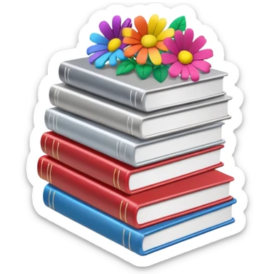 Paper clips + books + flowers sticker
