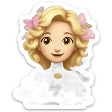 Flower fairy holding flowers bouquet  sticker