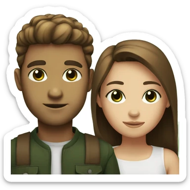 Me and my partner  we are white with brown hair and the gir have green eyes  sticker