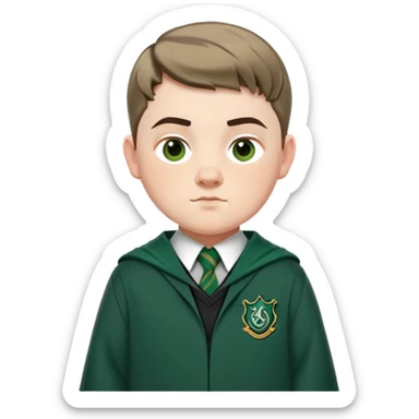 jamie waylett is Gregory Goyle in harry potter, wear hogwarts slytherin uniform, very short hair sticker