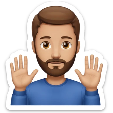 A man with brown hair and beard waiting for a hug sticker