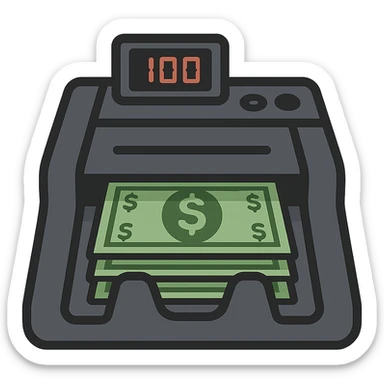 simple and bold design banknote counter with dollar bills sticker