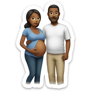 A pregnant woman with her husband  sticker