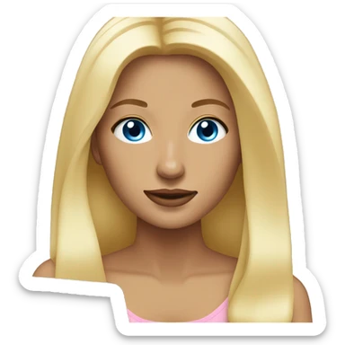 woman tan skin long blonde hair with laptop, blue eyes sticker