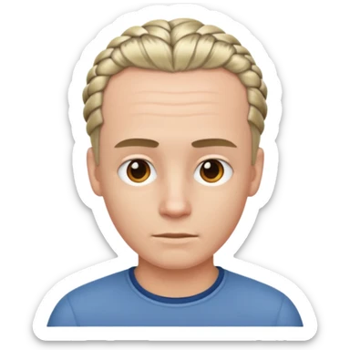 A white ton skin man with short braided hair sticker