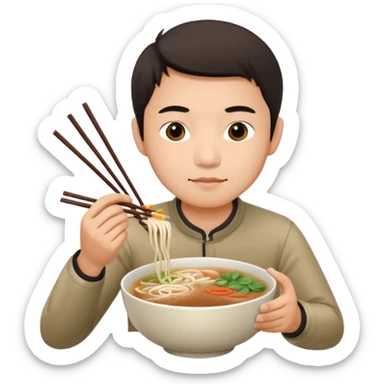 can you generate me a avatar of a male eating a bowl of pho? sticker