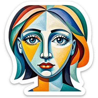 picasso abstract art SPAM MEAT cubist woman painting sticker